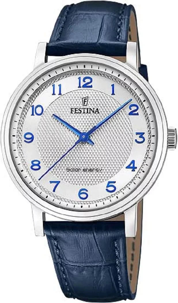 Festina Solar Energy F20660/1 Men's Watch • Solar Powered • Blue Leather Strap
