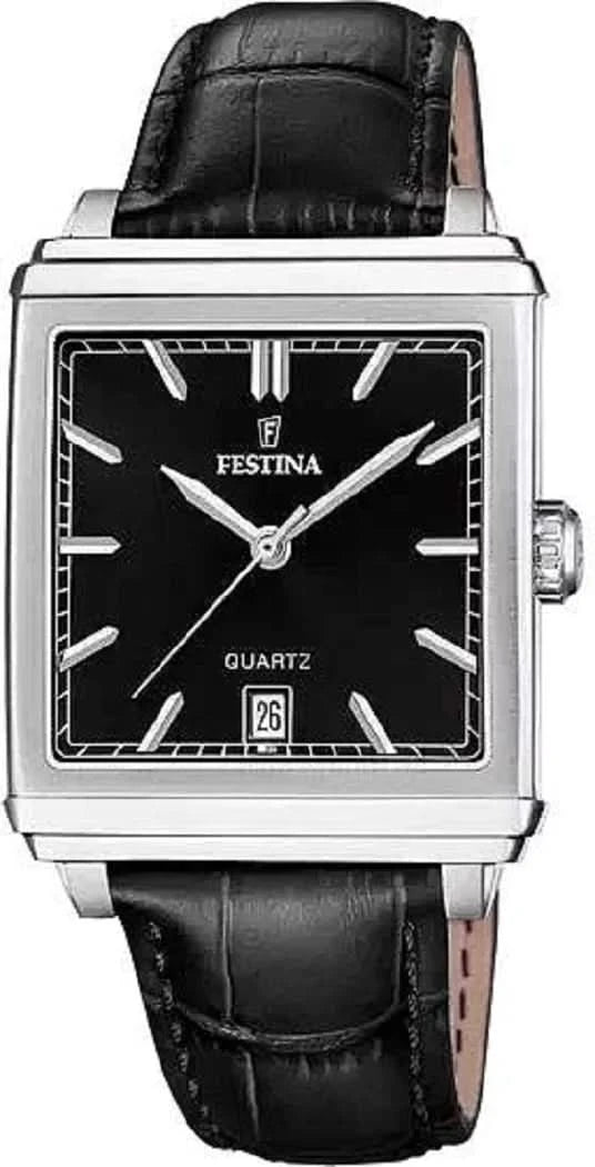 Festina On the Square F20681/6 Men's Watch • Square Design • Leather Strap