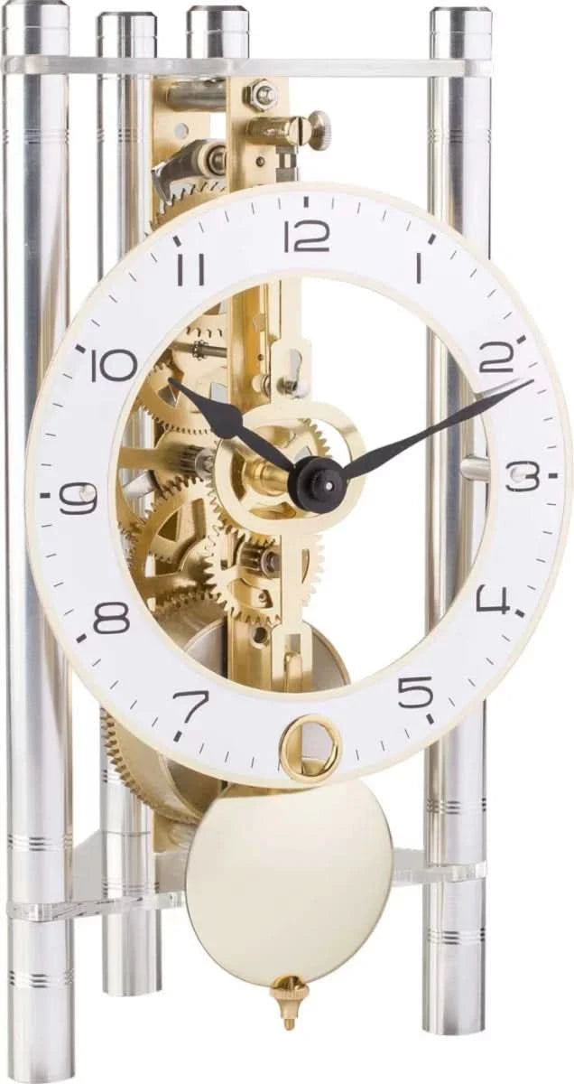 Hermle Table Clock 19.5x11x6 cm Aluminum • Mechanical Skeleton Movement • Modern Design