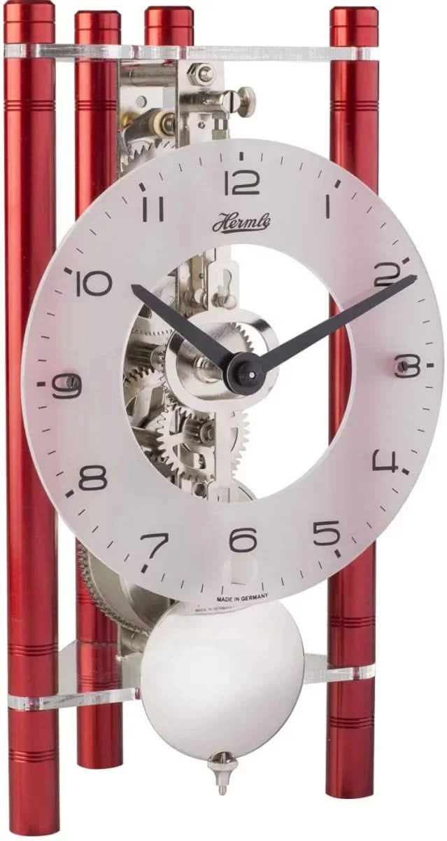 Hermle Table Clock 19.5x11x9 cm Aluminum • Mechanical 8-day skeleton movement • Modern design