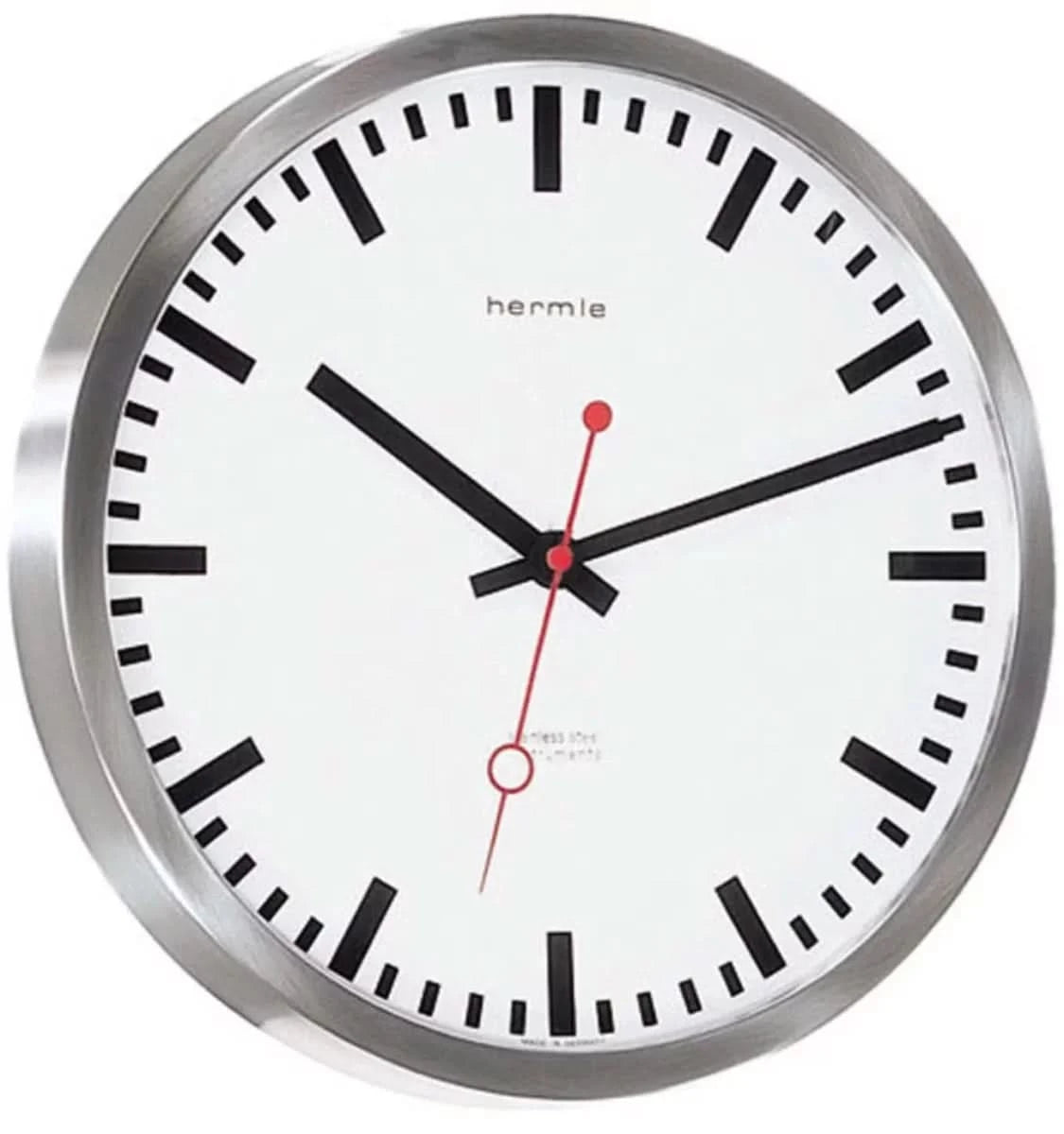 Hermle Wall Clock 30x30x5 cm Stainless Steel • Radio-Controlled • Silent