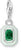 Charm Pendant Green 3D Stone - 925 Sterling Silver