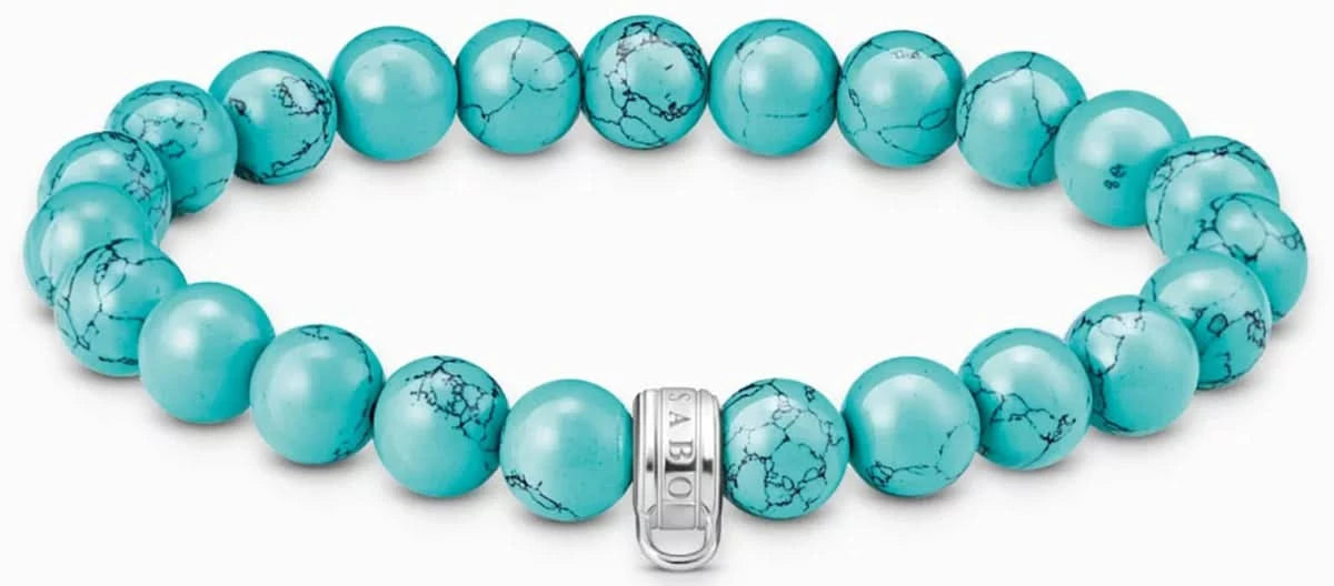 Thomas Sabo bead bracelet model: X0293-404-17-L19 with turquoise stones and ring-shaped eyelet for charms