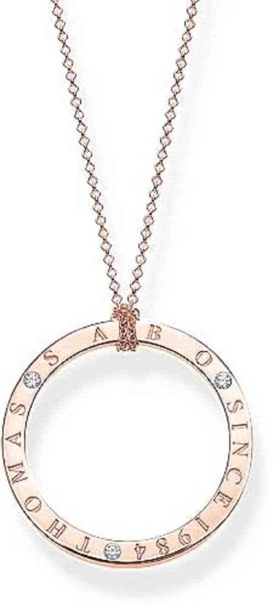 Long necklace with large circle pendant - 750 rose gold plating