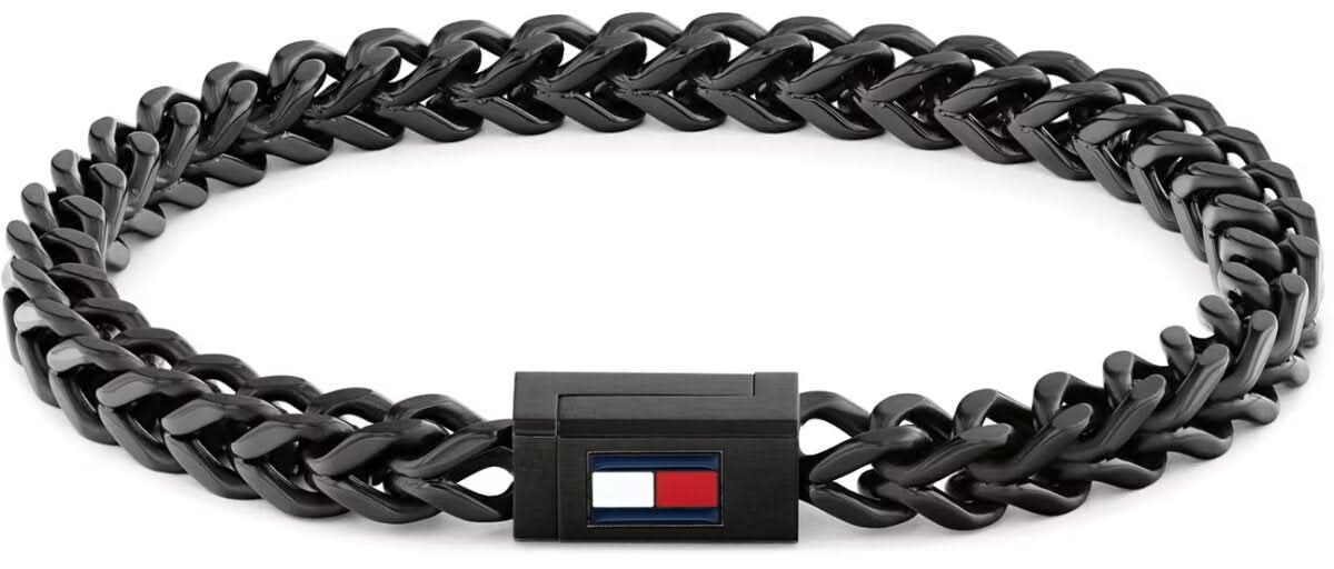 Men's Black Stainless Steel Braided Bracelet - Tommy Hilfiger Model: 2790649