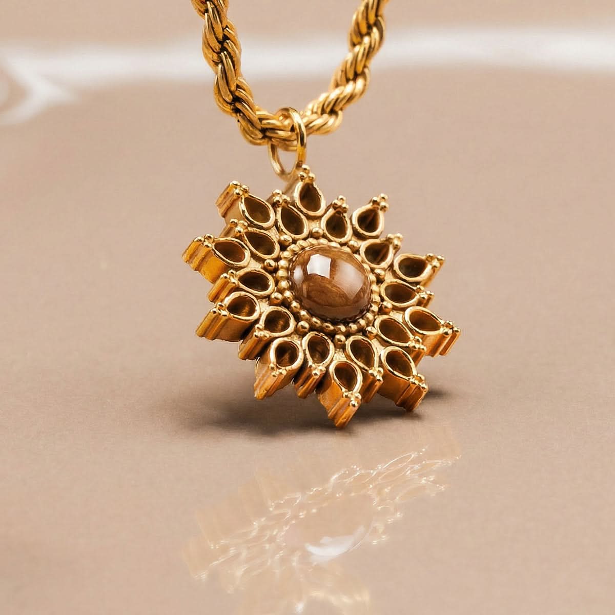 Stainless Steel Necklace - Sunflower - Holzkern Model: 9010631025281