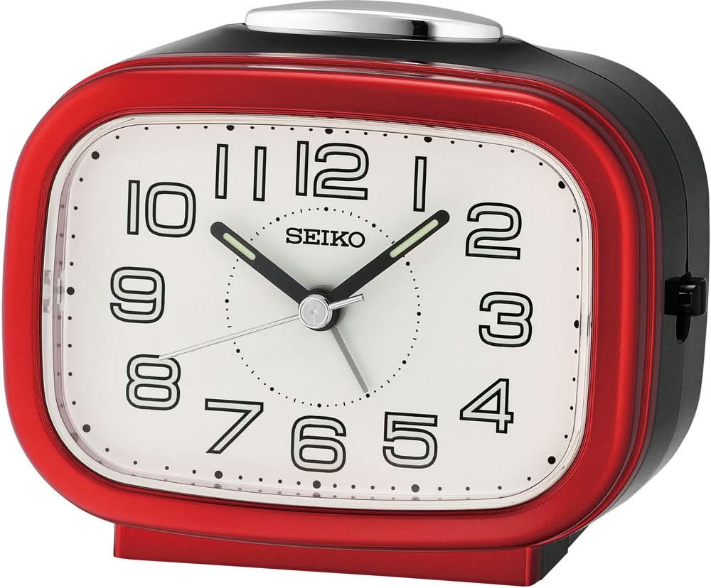 Seiko Analog Alarm Clock 13 cm Plastic Black • Sweeping Second Hand • Snooze & Light