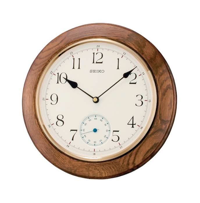 Seiko Wall Clock 30x30x4.7 cm Wood • Silent Quartz Movement • Real Wood Casing