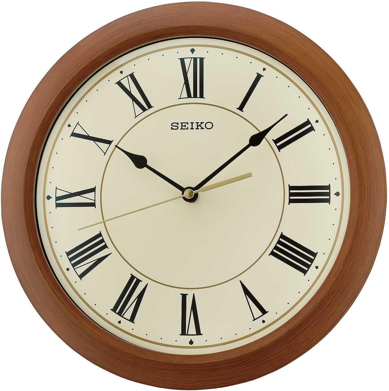 Seiko Wall Clock 30 cm Ø Plastic • Silent Quartz Movement • Roman Numerals