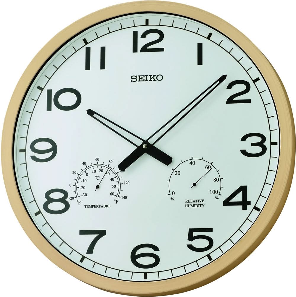Seiko Wall Clock 50.8x50.8x4.6 cm Plastic • Precise quartz movement • Integrated thermo/hygrometer