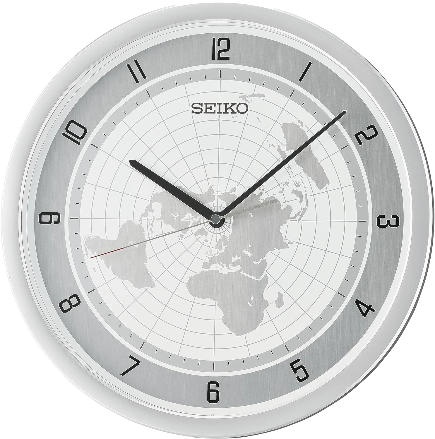 Seiko Wall Clock 36.1x36.1x3.9 cm Plastic • Silent quartz movement • World map design