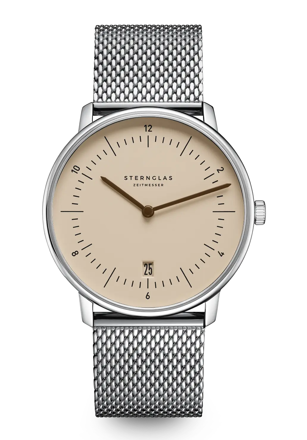 Sternglas Naos Quarz 38mm Armbanduhr Sandbraun • Schlichtes Bauhaus-Design • Deutsches Qualitätsquarzwerk