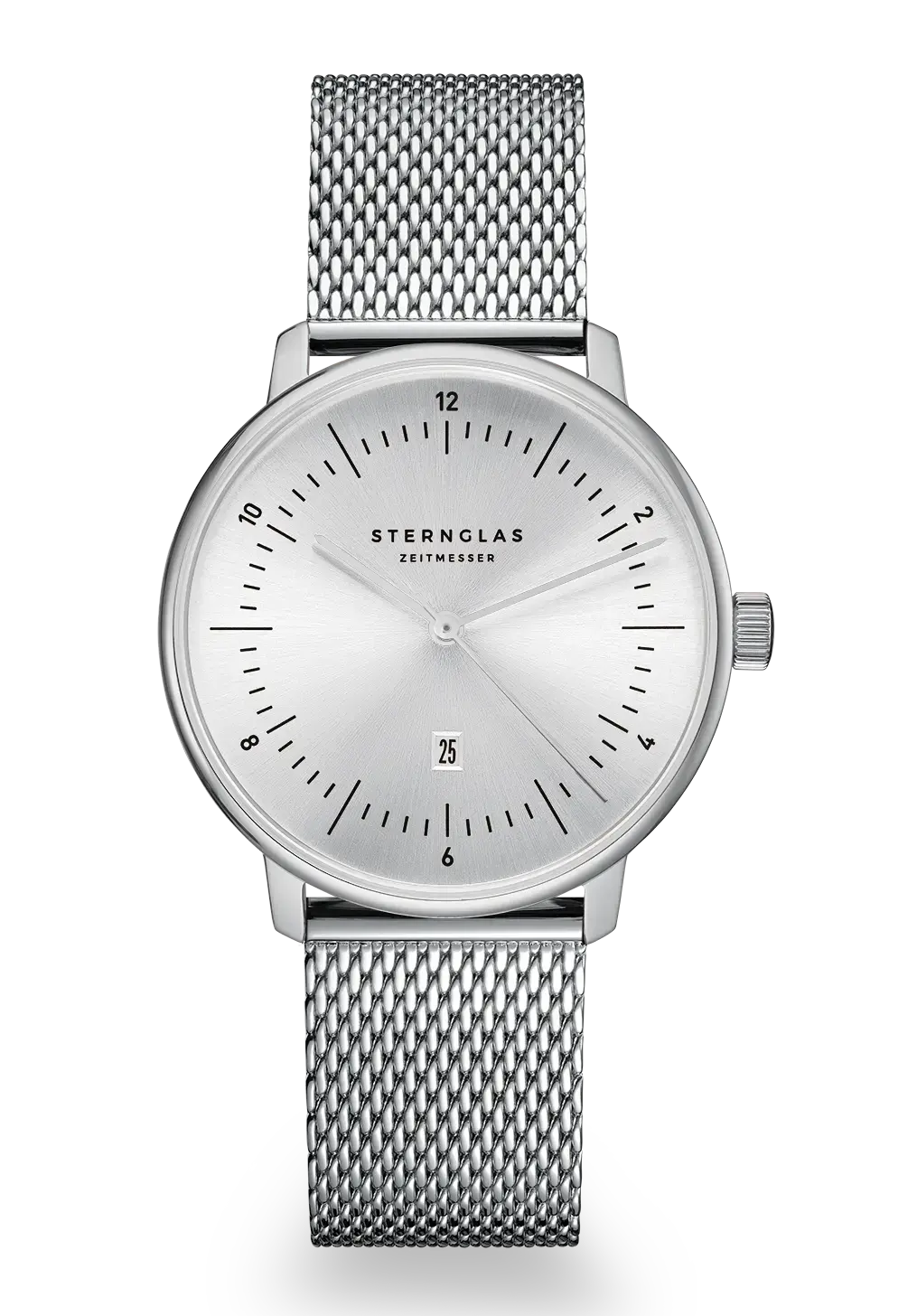 Sternglas Naos XS Elyra Damen Armbanduhr Silber • Minimalistisches Bauhaus-Design • Quarzwerk