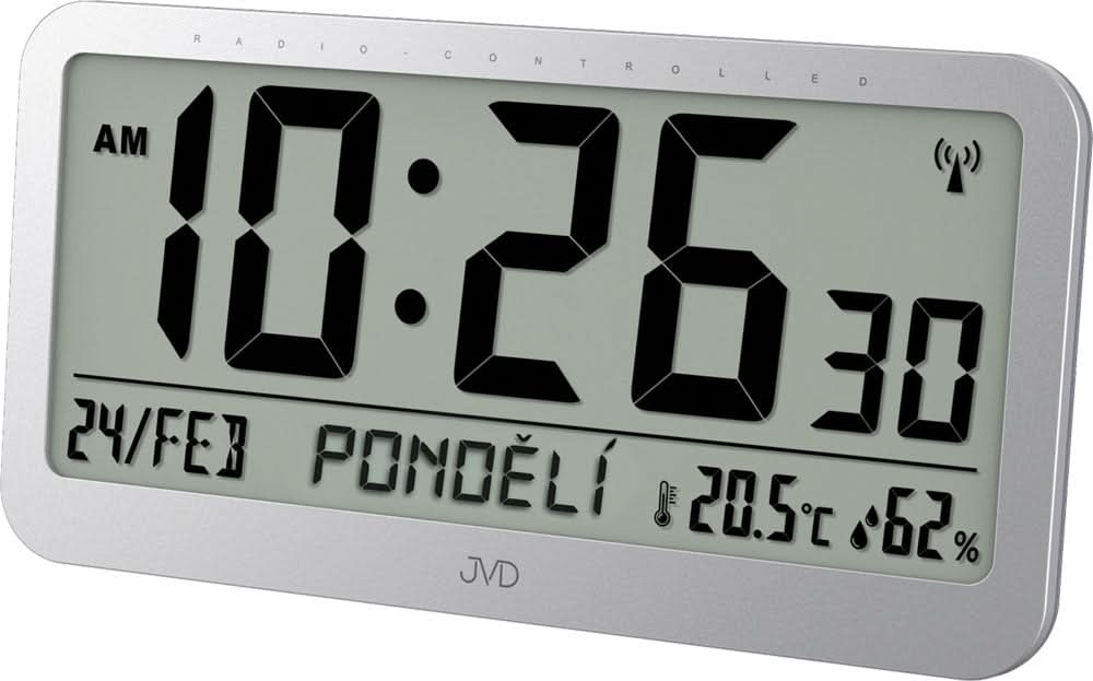 JVD Modern Digital Radio Alarm Clock 20.2 cm Plastic • Radio-Controlled • Temperature Display