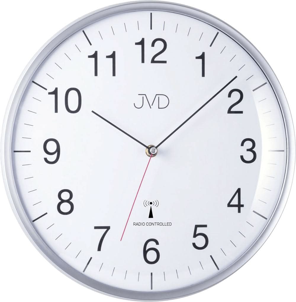 JVD Wall Clock 33 cm Ø Plastic • Modern Radio Clock • Easy to Read