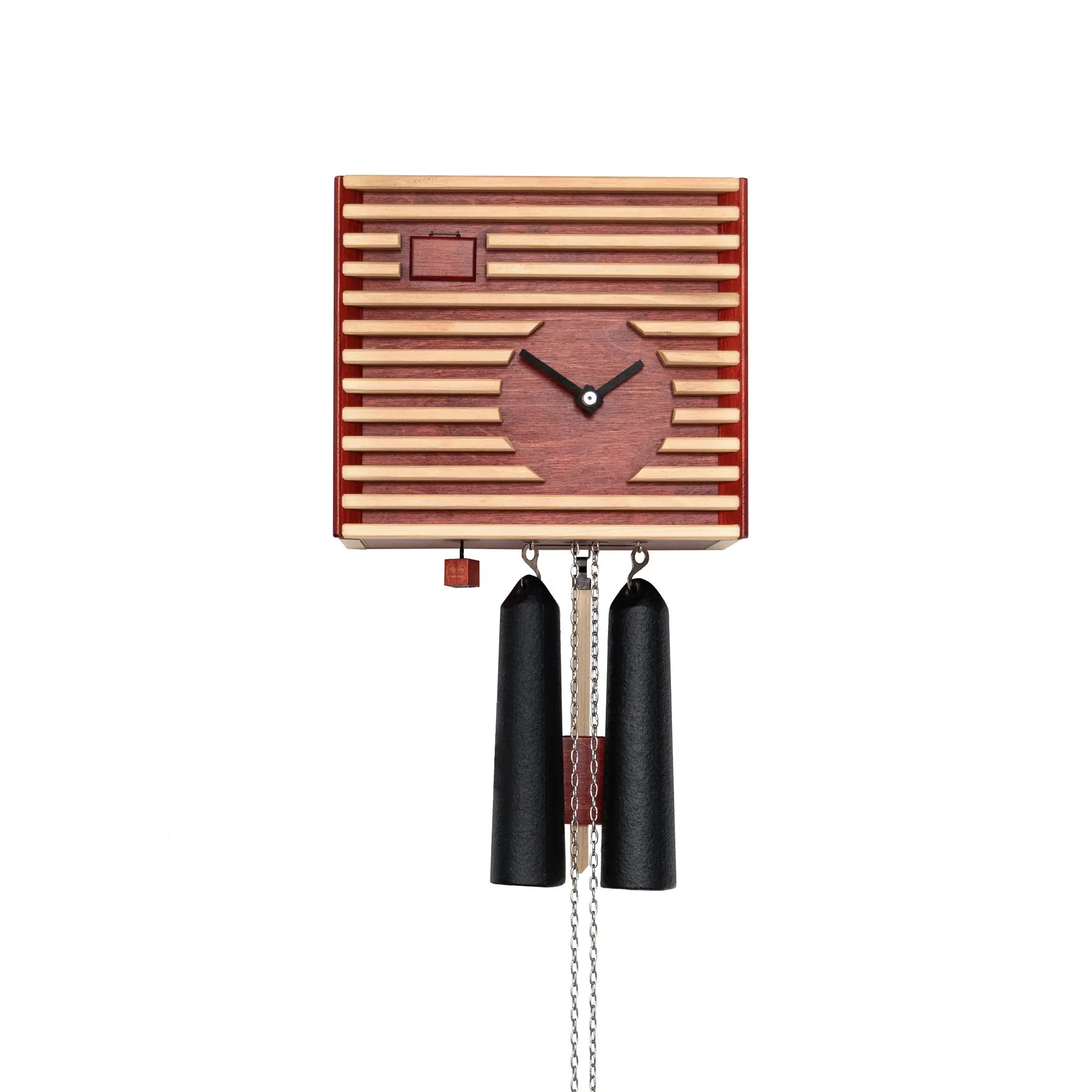 Rombach & Haas BAUHAUS CS34-3 Wall Clock Red • Mechanical 8-Day Movement • Original Black Forest Cuckoo Clock