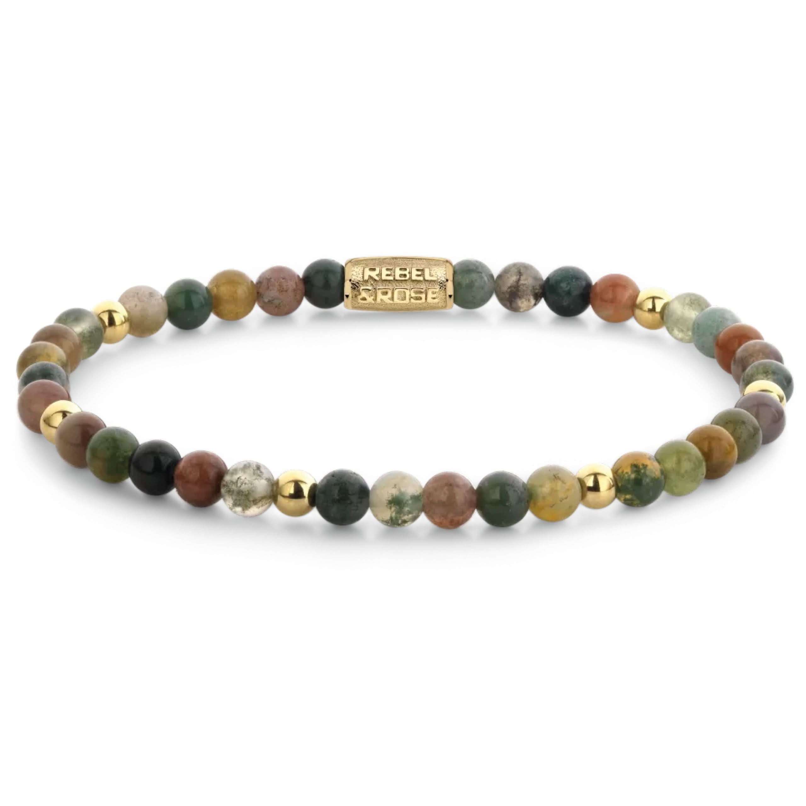 Bracelet made of multi-colored gemstones and stainless steel clasp - Rebel&Rose Model: RR-40046-G-S