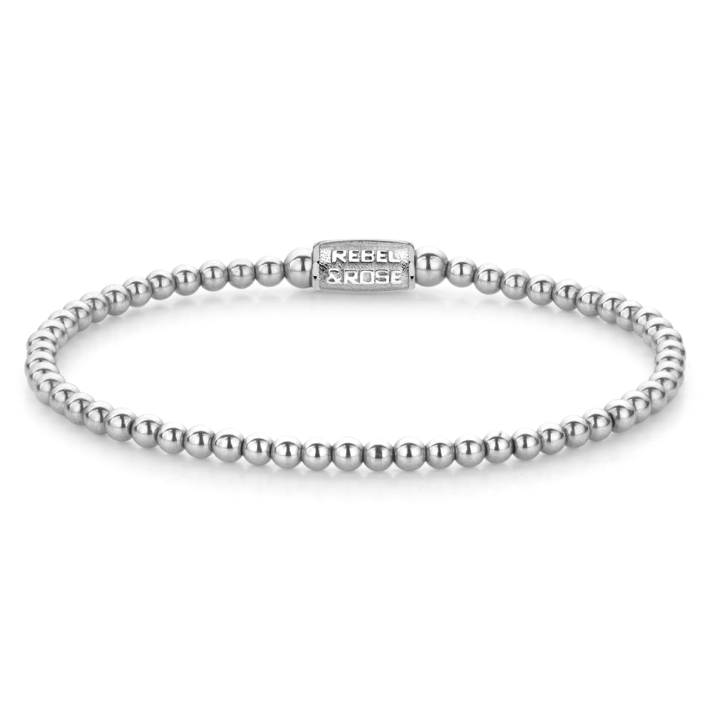 Silver-colored gemstone bracelet with stainless steel clasp - Rebel&Rose Model: RR-30002-S-S