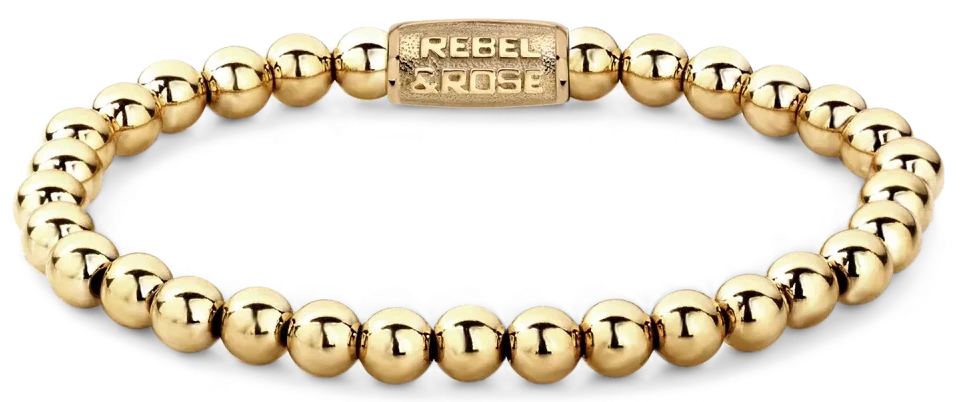 Bracelet made of 6mm stones with 18K ion-plated stainless steel with stainless steel clasp - Rebel&Rose Model: RR-60046-G-M