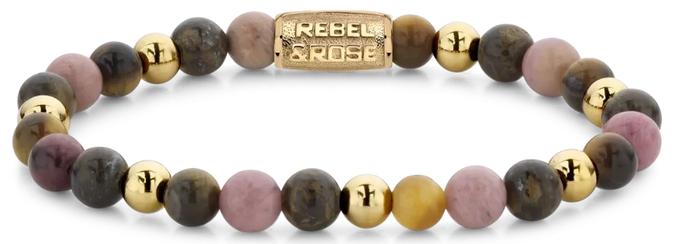 Bracelet made of 6mm gemstones with metal clasp - Rebel&Rose Model: RR-60060-G-M