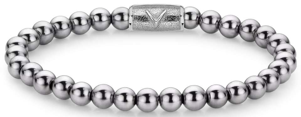 Bracelet made of 6mm hematite stones with stainless steel clasp - Rebel&Rose Model: RR-6DV01-S-M