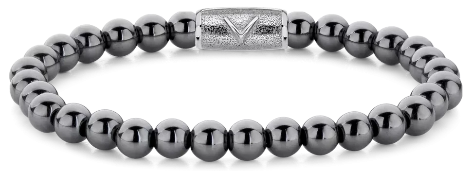 Bracelet made of 6mm hematite beads with stainless steel clasp - Rebel&Rose Model: RR-6DV02-S-M