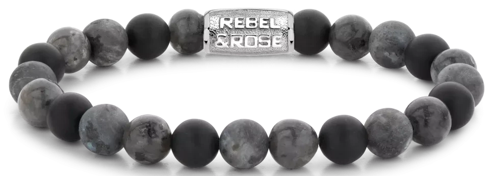 Bracelet with 8mm Howlite Beads and Stainless Steel Clasp - Rebel&Rose Model: RR-80066-S-M