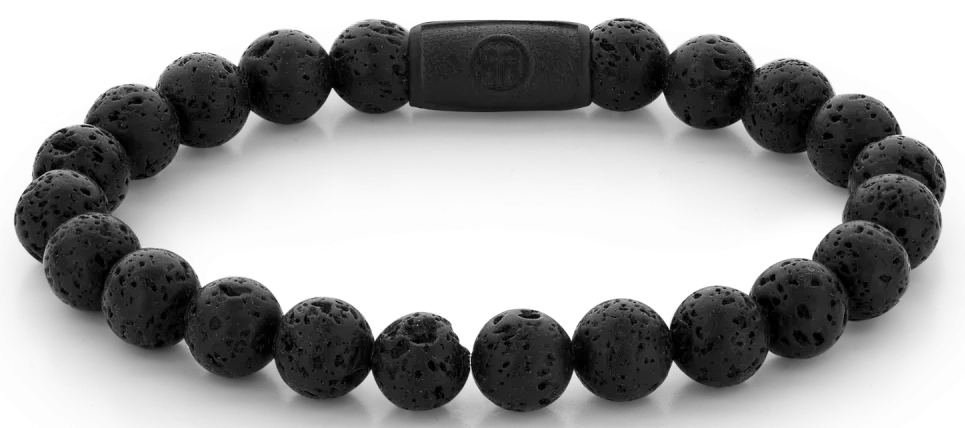 Bracelet made of 8mm black gemstones with a black steel clasp - Rebel&Rose Model: RR-80071-B-M