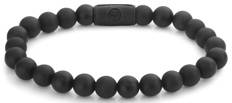 Bracelet made of 8mm black gemstones with black steel clasp - Rebel&Rose Model: RR-80082-B-L