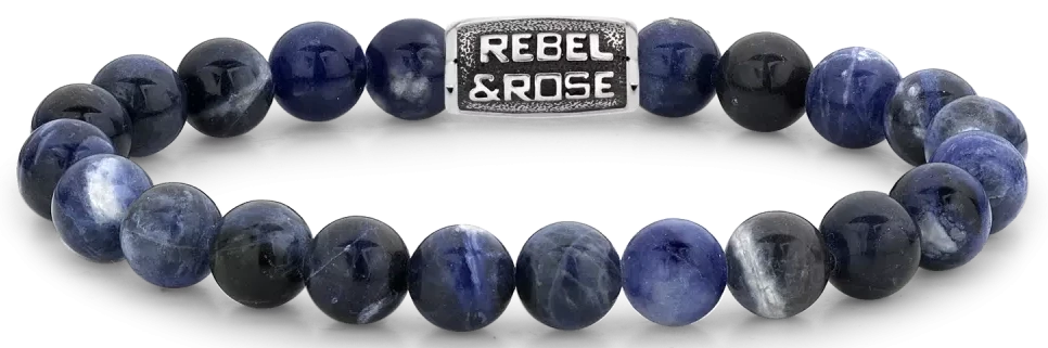 Bracelet made of 8mm gemstone beads Sodalite with metal clasp - Rebel&Rose Model: RR-80096-V-M