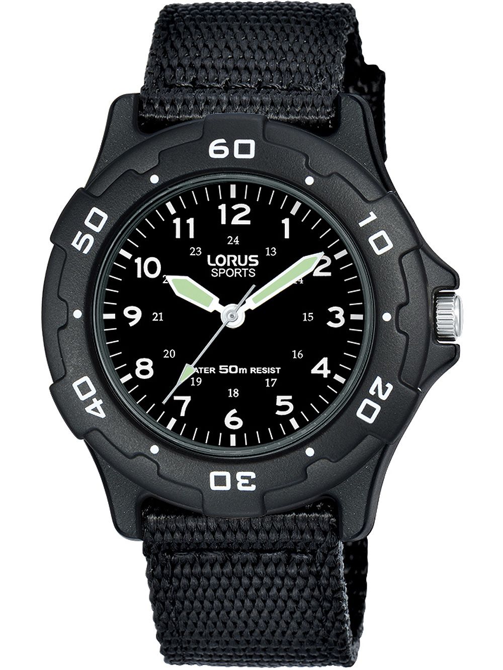Lorus Kids RRX89FX9 Kinderuhr Schwarz • Leuchtzeiger & Leuchtindizes • Textilarmband