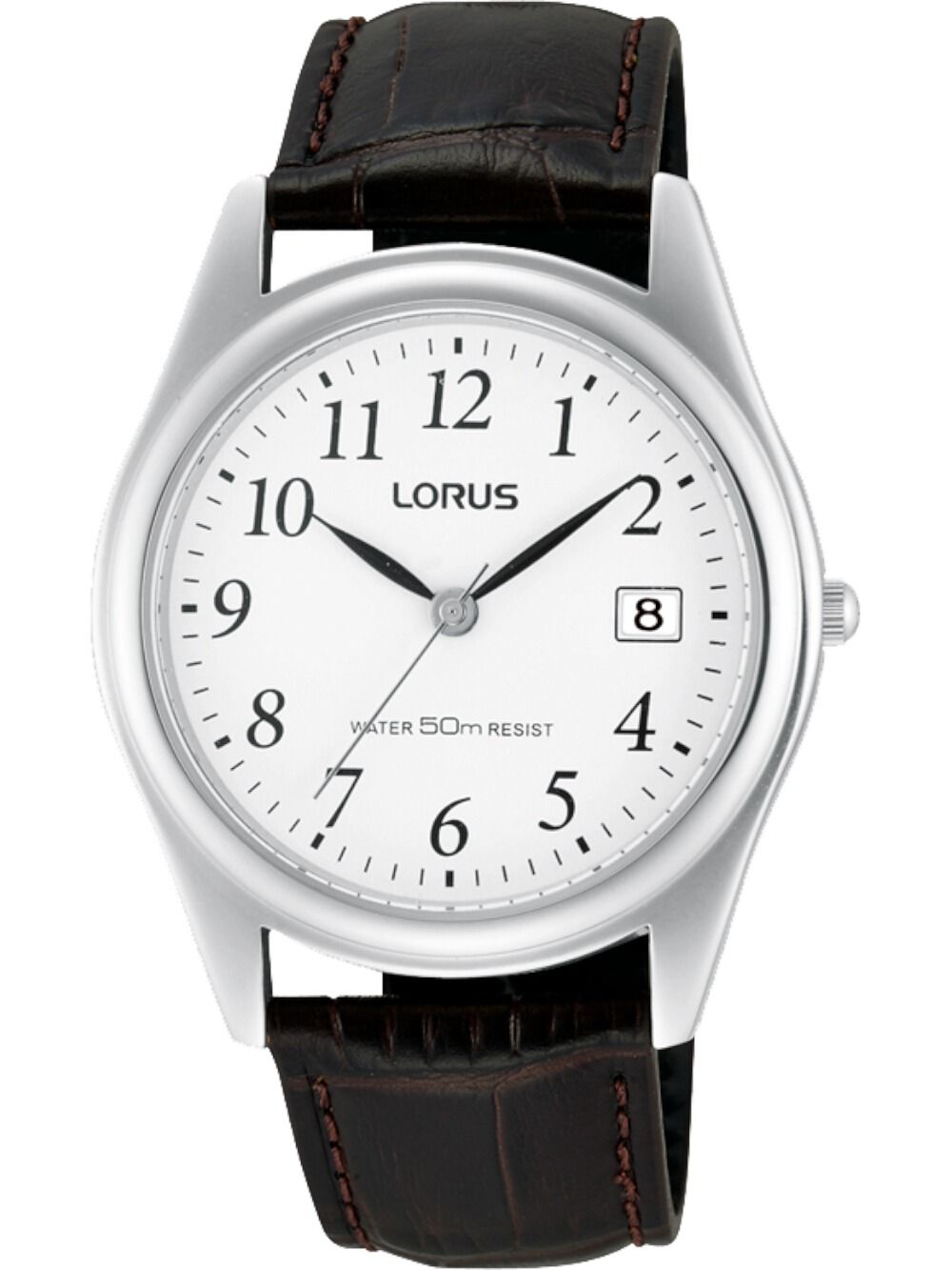Lorus Dress RS965BX9 Herren Armbanduhr • Weißes Zifferblatt • Braunes Lederband