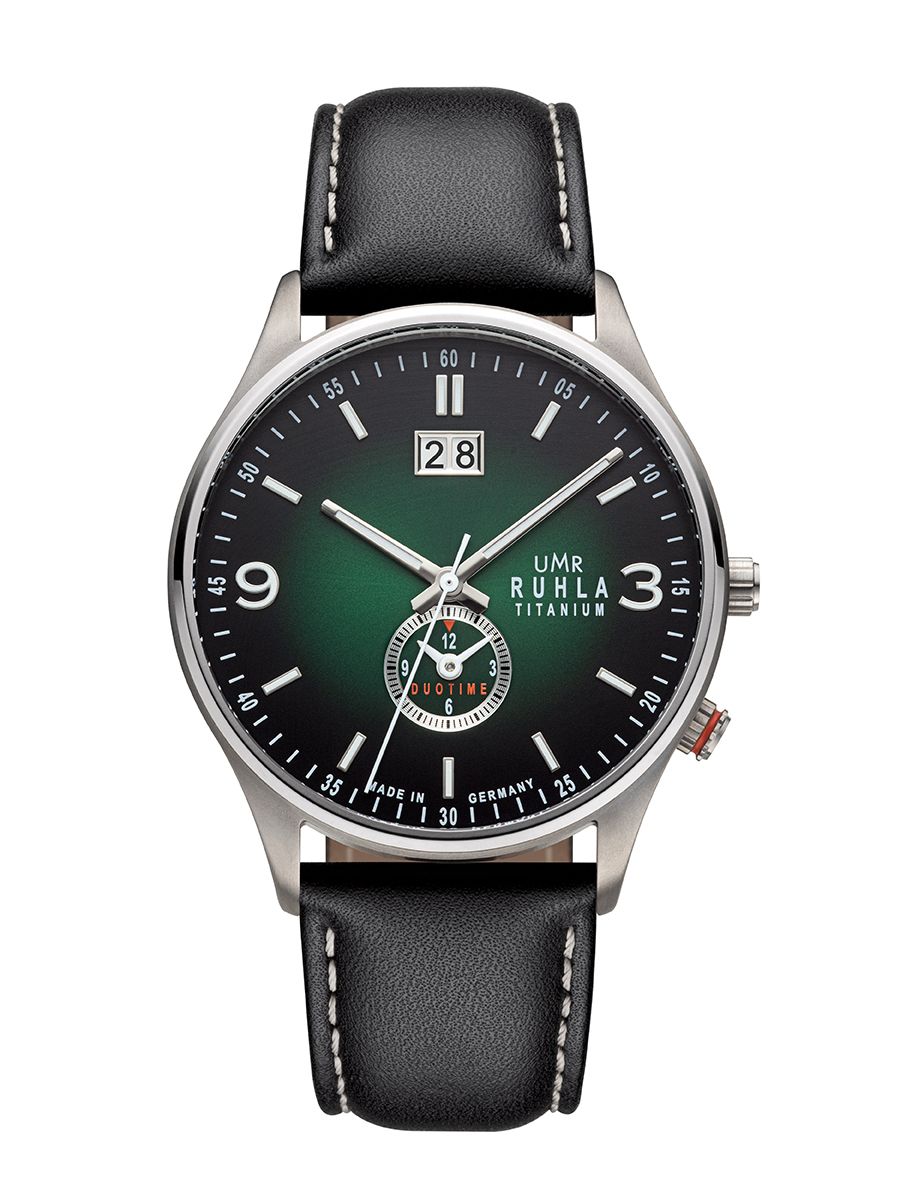 UMR Ruhla RUHLA-Classic RCL17083 Armbanduhr Olivgrün • Titan-Gehäuse • Quarzwerk Ronda 6203B