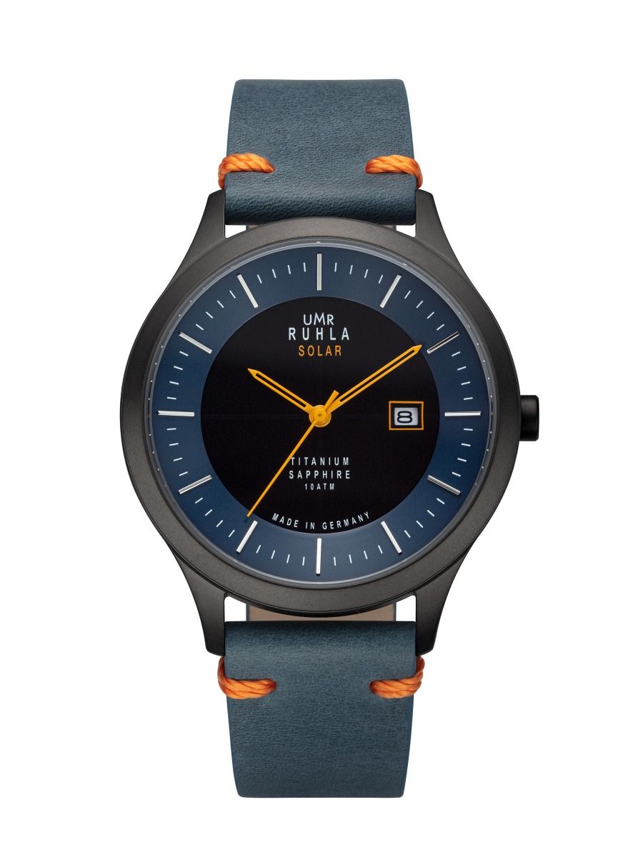 UMR Ruhla RUHLA-Solar RSO95953M Armbanduhr Dunkelblau-Schwarz • Solarwerk Epson VS37 • Titangehäuse & Titangliederband