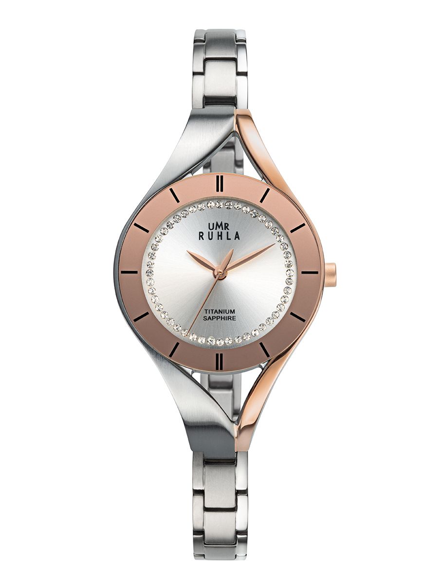 UMR Ruhla RUHLA-Style RS26114 Damen Armbanduhr Silber • Saphirglas • Titan Bicolor Roségold
