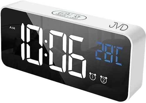 JVD Digital Alarm Clock 14.5 cm Plastic • Dual Alarms • Temperature Display
