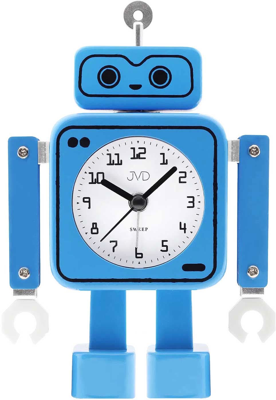 JVD Robot Analog Alarm Clock 16.0 cm Metal • Silent Sweep Second Hand • Beep Alarm