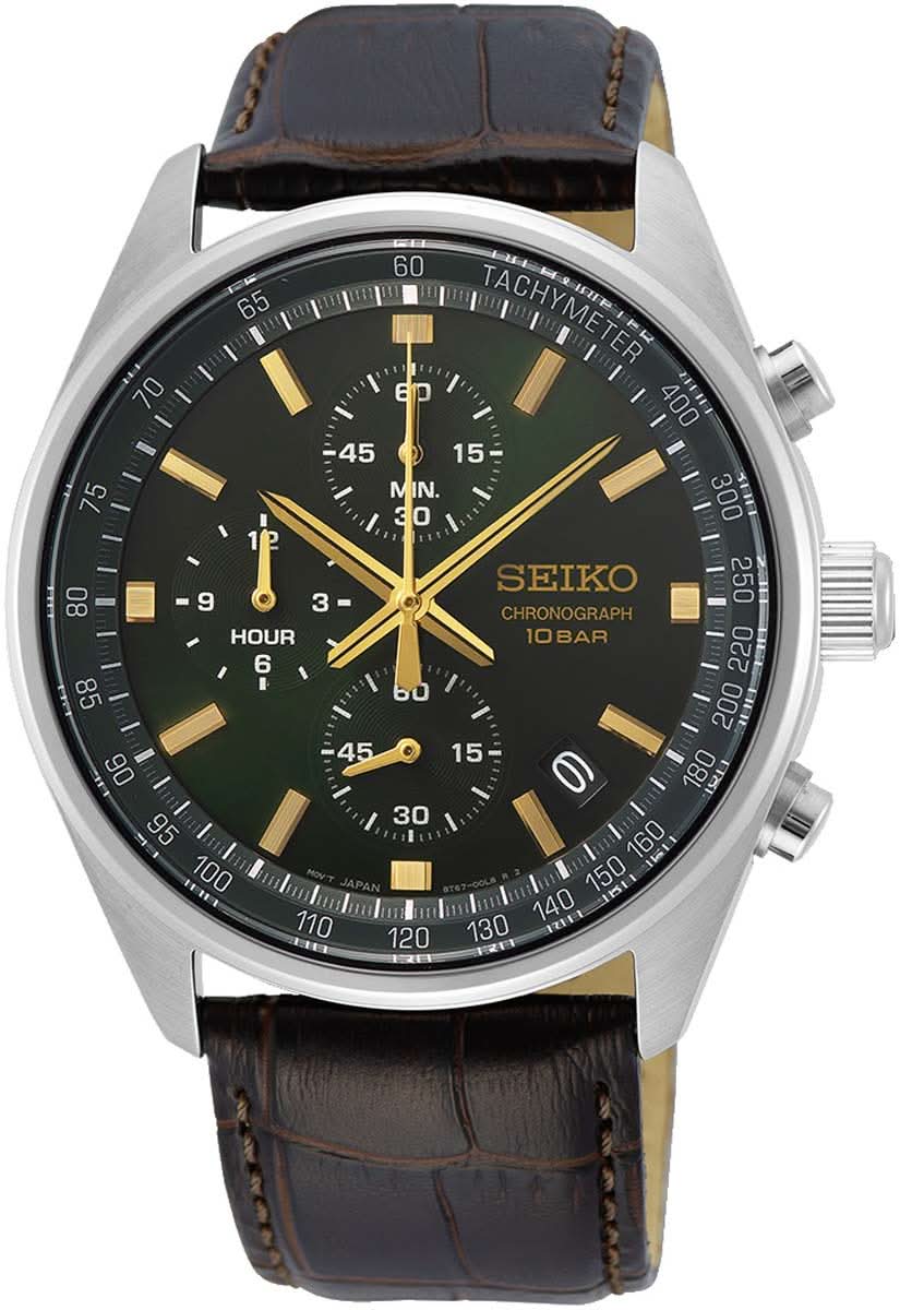 Seiko Conceptual SSB385P1 Men's Watch • Precise Quartz Chronograph • Tachymeter Bezel