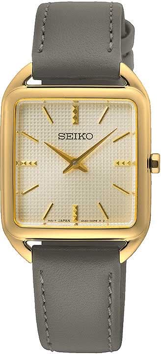 Seiko Conceptual SWR090P1 Women's Watch • Elegant Tank Design • High-Quality Leather Strap