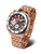 Vostok Europe Herrenuhr mit Metallarmband, rundes Gehäuse, rotes Zifferblatt