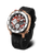 Vostok Europe Herrenuhr mit schwarzem Silikonarmband, rundes Gehäuse, rotes Zifferblatt