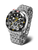 Herrenuhr mit schwarzem Zifferblatt und Edelstahlarmband, Chronographen-Design