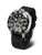 Herrenuhr mit schwarzem Zifferblatt und schwarzem Silikonarmband, Chronographen-Optik