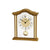 Tischuhr aus Eichenholz mit Aluminium-Zifferblatt und Pendel, klare Frontscheibe