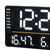 Digital watch with LED display, black, shows time and temperature/humidity.