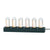 Table clock with six glass tubes, black base, and yellow glowing LED display.