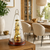 Table clock on wooden base: transparent glass dome, gold movement, Roman numerals