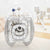 Table clock with glass dome and analog dial, silver mechanical movement