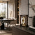 Table clock in wooden frame with round dial and gold-colored mechanical movement