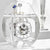 Table clock in glass dome with visible movement and analog dial